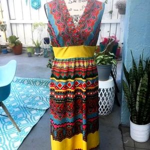 Vintage Gregg Draddy Multicolor Maxi Dress sz M